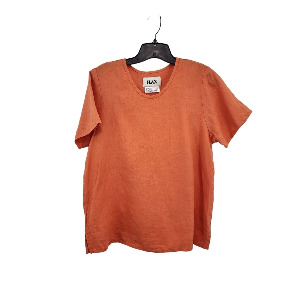 Flax Women's Linen Peasant Style Short Sleeves Top Lagenlook